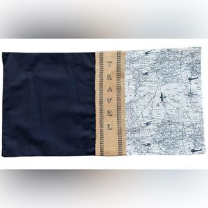 Travel Map Themed Decorative Throw Pillow Case Handmade. Home Decor.
